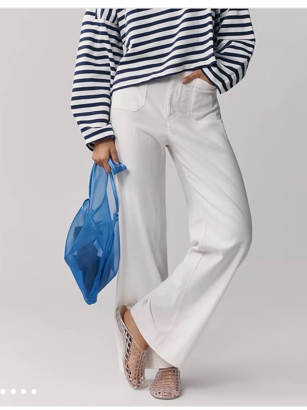 Anthropologie Wide-Leg High-Rise Pants in Ivory